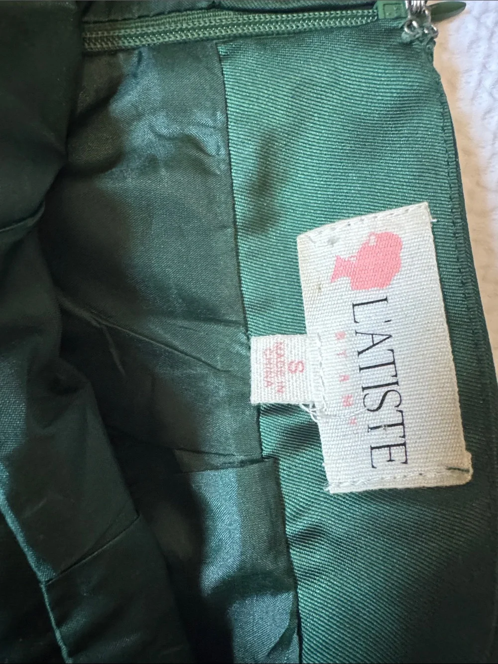 L'ATISTE Emerald Green Satin Midi Skirt Size Small